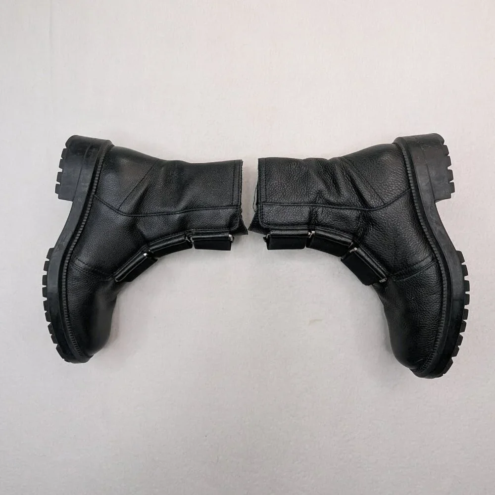 Aquatalia Men’s Waterproof Leather Elastic Strap Side Zip 401267 Combat Boots 6M